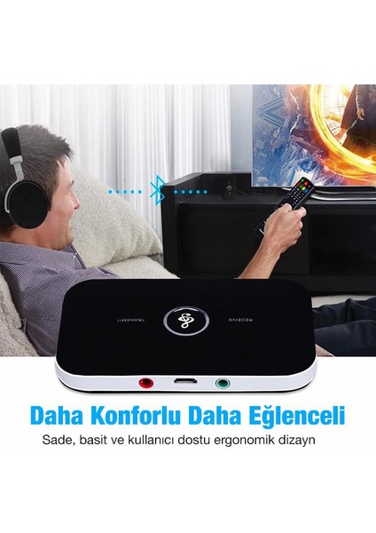 Polham 2in1 Tv Pc Hoparlör Için Ses Iletme ve Ses Alıcı Receiver Transmitter Adaptör Bataryalı fırsatları