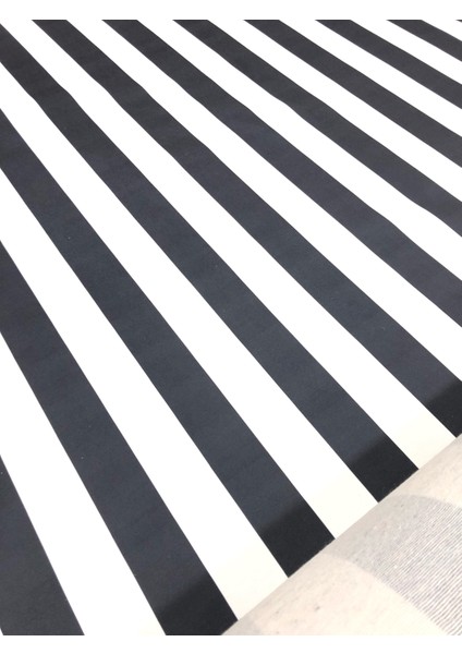 Füme Beyaz Çizgili Döşemelik Kumaş