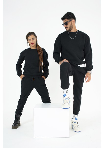 Unisex Bisiklet Yaka Oversize Sweatshirt