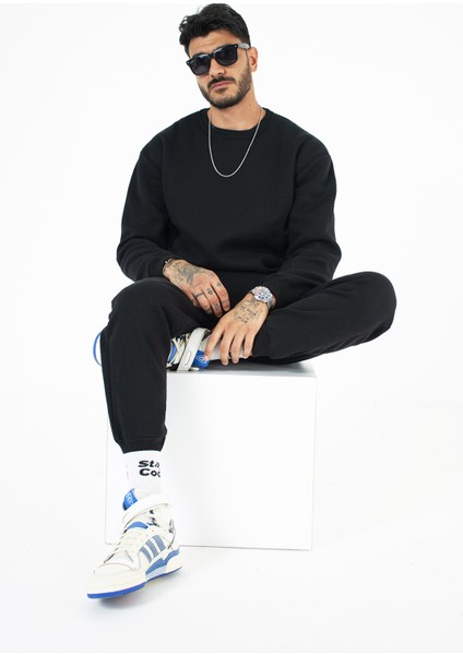 Unisex Bisiklet Yaka Oversize Sweatshirt fırsatları