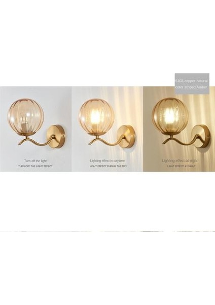 Kapalı Duvar Lambası, Yaratıcı Modern Minimalist Tarzı, 6103 Çizgiler Amber Cam Abajur (Yurt Dışından)