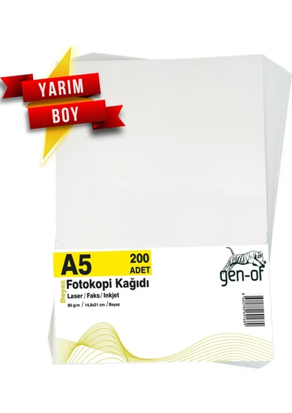 A5 80 G/m² Beyaz Fotokopi Kağıdı 200'LÜ