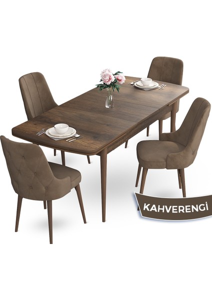 Concept Yay Serisi 80 x 132 cm Açılabilir Mutfak Masa Takımı Barok Ahşap Desen Masa 4 Sandalye fiyatları