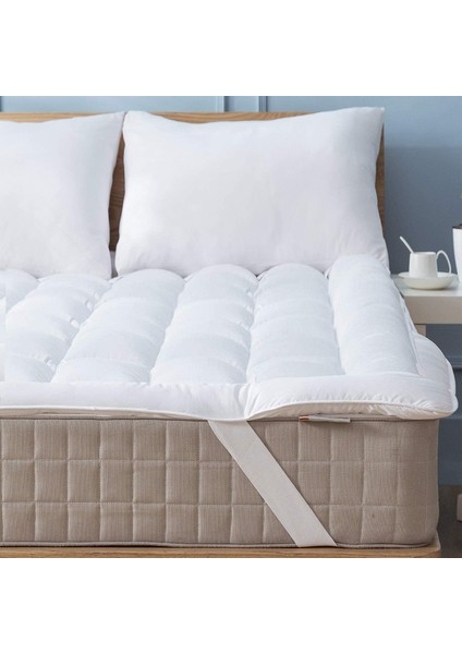 Dört Köşe Lastikli Kapitoneli Yün Dolgulu Uyku Pedi