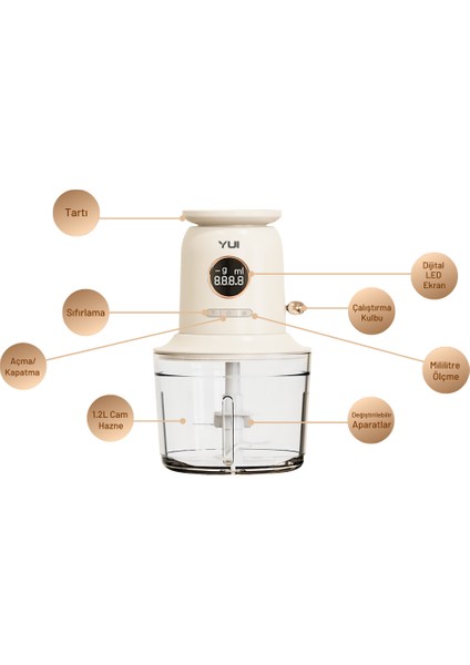 M2091 Kablosuz Hassas Tartılı 4 Bıçaklı Rondo 1.2 Litre indirimleri