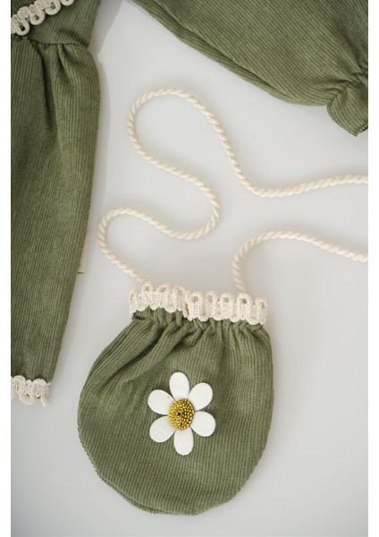 Kız Bebek Uzun Kol Papatya Desenli Çantalı Elbise modelleri