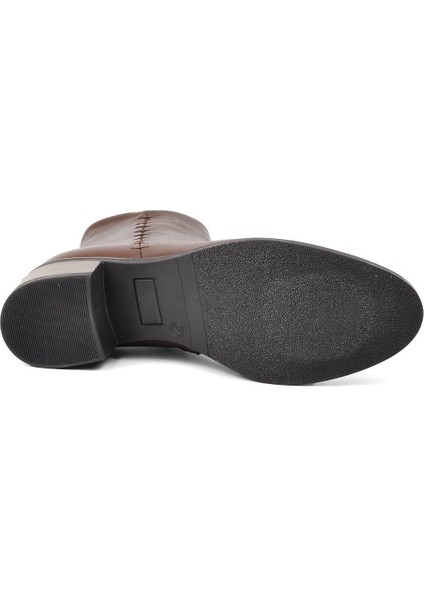 8091 Kahve Hakiki Deri Fermuarlı Kadın Bot indirimleri