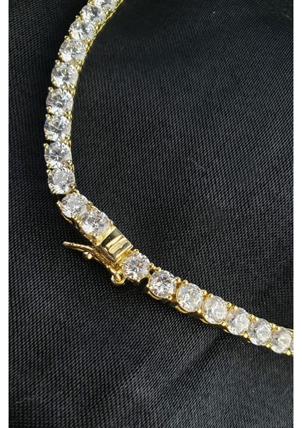 Swarovski Taşlı 925AYAR Gümüş Üzerine Altın Kaplama Su Yolu Kolye