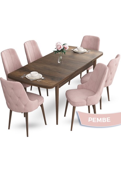 Concept Yay Serisi 80 x 132 cm Açılabilir Mutfak Masa Takımı Barok Ahşap Desen Masa 6 Sandalye fiyatları