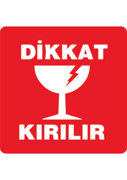 Dikkat Kırılır Etiketi 54 Adet 5cm - Kare