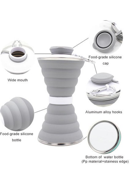 500ML Yaratıcı Silikon Katlanır Geri Çekilebilir Su Şişesi (Yurt Dışından) modelleri