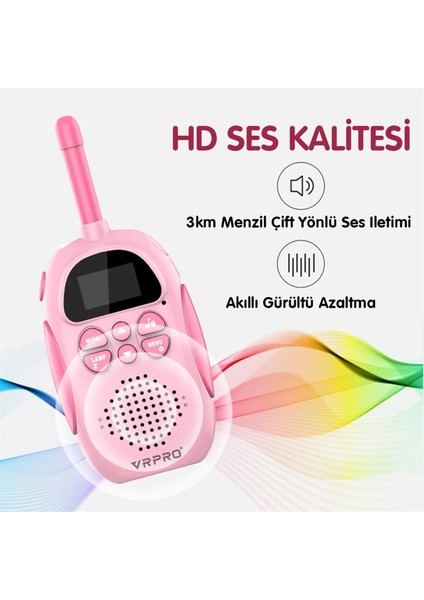 3 Km Menzilli Işıklı Telsiz Wireless Walkie Talkie Bebek Telsizi - Çocuk Telsizi - Oyuncak Telsiz