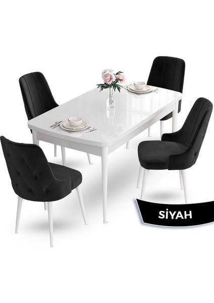 Concept Yay SERISI80 x 132 cm Açılabilir Masa Takımı Beyaz Mutfak Masası ve 4 Sandalye