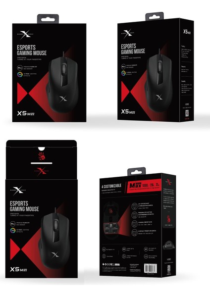 X5 Max 10.000 CPI 9 Tuş RGB 4M Bellek eSports Terlemeye Dayanıklı UV Kaplama Özel Yapım Optik Kablolu Siyah Oyuncu Mouse