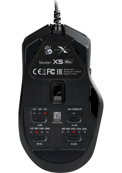 X5 Max 10.000 CPI 9 Tuş RGB 4M Bellek eSports Terlemeye Dayanıklı UV Kaplama Özel Yapım Optik Kablolu Siyah Oyuncu Mouse