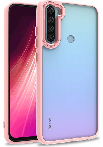 Xiaomi Redmi Note 8 Kılıf Flora Sert Silikon Arkası Cam Şeffaf Pembe