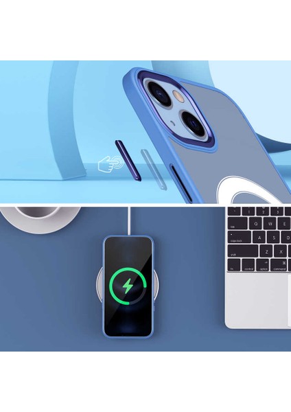 Apple iPhone 13 Kılıf Wireless Şarj Özellikli Buttom Magsafe Silikon Kapak Lacivert fırsatları
