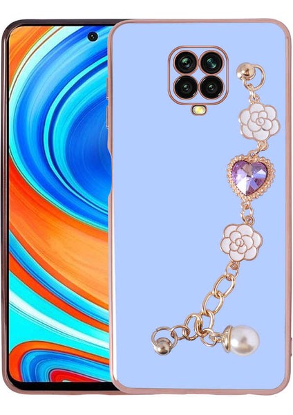 Case Street Casestreet Xiaomi Redmi Note 9s Kılıf El Standlı Parlak Silikon Taka Mor