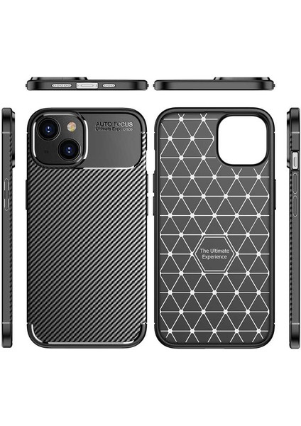 Apple iPhone 14 Kılıf Negro Karbon Kamera Korumalı Silikon Lüx+Nano Siyah