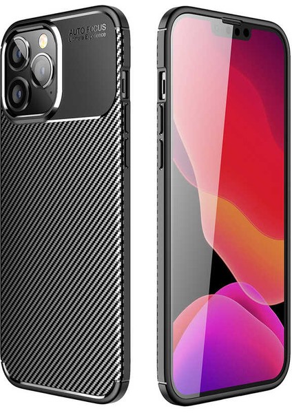 Apple iPhone 14 Pro Max Kılıf Negro Karbon Kamera Korumalı Silikon Lüx+Nano Siyah