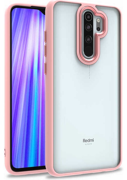 Casestreet Xiaomi Redmi Note 8 Pro Kılıf Flora Sert Silikon Arkası Cam Şeffaf Pembe