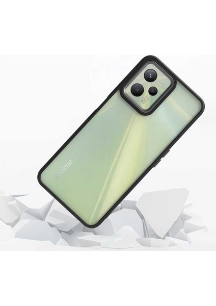 Realme C35 Kılıf Flora Sert Silikon Arkası Cam Şeffaf Lacivert