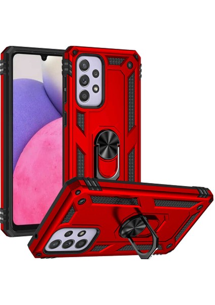 Casestreet Samsung Galaxy A33 5g Kılıf Vega Sert Silikon Tank Standlı Yüzüklü Mıknatıslı Kırmızı