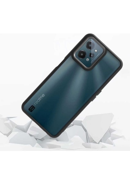 Realme C31 Kılıf Flora Sert Silikon Arkası Cam Şeffaf Pembe