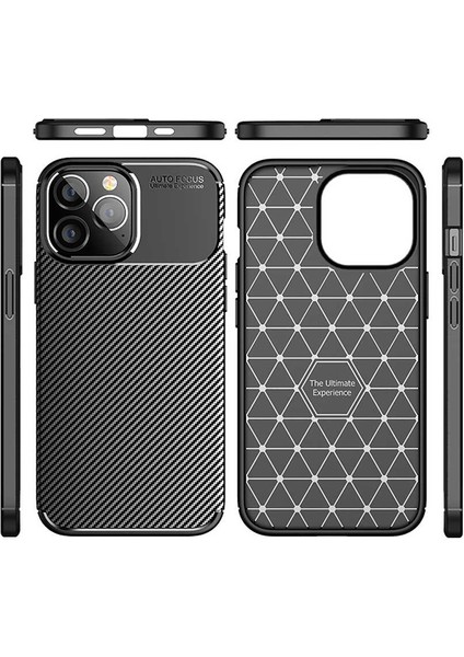 Casestreet Apple iPhone 14 Pro Max Kılıf Negro Karbon Kamera Korumalı Silikon Lüx+Nano Siyah