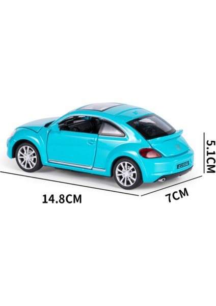 1/32 Döküm Cast Araba Modeli Alaşım Bettle L = 14CM Kolektif 4 Açılabilir Kapı W / Hafif ve ses Işlevi Geri Çekin Alaşımlı Araba Modeli Geri (Mavi) (Yurt Dışından)