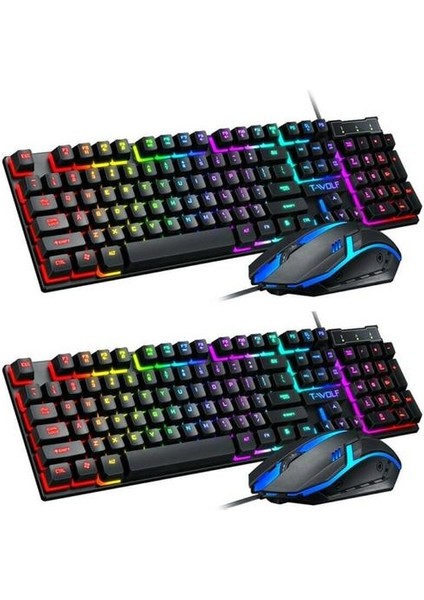 1 Pcs Oyunları Rainbow Rgb Pc Dizüstü Bilgisayar Için LED Arkadan Aydınlatmalı Mekanik Klavye ve Fare Seti (Yurt Dışından)