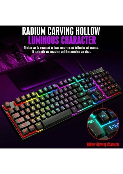 1 Pcs Oyunları Rainbow Rgb Pc Dizüstü Bilgisayar Için LED Arkadan Aydınlatmalı Mekanik Klavye ve Fare Seti (Yurt Dışından)