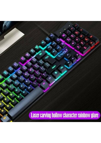 1 Pcs Oyunları Rainbow Rgb Pc Dizüstü Bilgisayar Için LED Arkadan Aydınlatmalı Mekanik Klavye ve Fare Seti (Yurt Dışından)