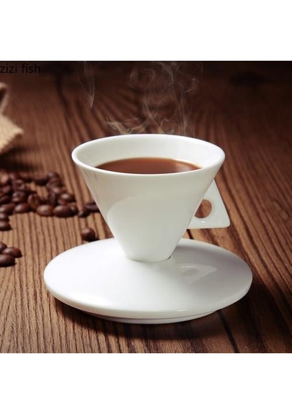 Italyan Espresso Fincan Daire Set Benzersiz Yaratıcı Çift Seramik Kahve Fincanı Ev Beyaz Çay Bardağı Tabağı Seti Çanta (Yurt Dışından)