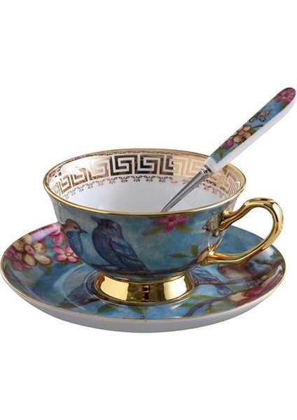 Pastoral Stil Öğleden Sonra Çay Bardağı Avrupa Kemik Çini Kahve Fincanı Yaratıcı Retro Altın Jant Kupası ve Tabağı Seti Güzel Hediye | Donanım Takımları (Yurt Dışından)