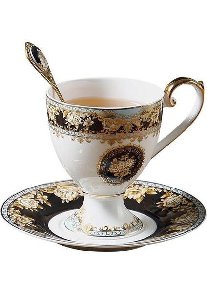 Avrupa Retro Mahkemesi Tarzı Kemik Çini Kahve Fincanı Daire Ingiliz Öğleden Sonra Çay Bardağı Çiçek Çay Kupa Seramik Su Bardağı | (Yurt Dışından)