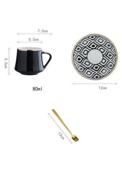 Siyah Çay Kahve Için Türk Espresso Bardaklar Sunucusu ile Seramik Set Mutfak Parti Içecek Ware Ev Dekor Yaratıcı Hediyeler | (Yurt Dışından)
