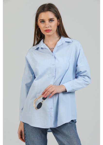 Kadın Oversize Uzun Basic Gömlek