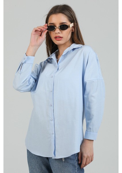 Kadın Oversize Uzun Basic Gömlek