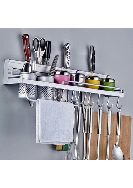 Duvara Monte Pot Pan Raf Çok Fonksiyonlu Mutfak Kitaplık Depolama Raf Şişe Raflı Silverware Caddy Çatal Blokları Hang | Raflar ve sahipler (Gümüş) (Yurt Dışından)