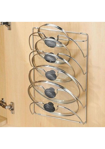 Mutfak Aracı 5 Katmanlı Anti Güz Metal Kurutma Tava Pot Raf Kapak Kapak Dinlenme Standı Kaşık Tutucu | Raflar ve sahipler (Gümüş) (Yurt Dışından)