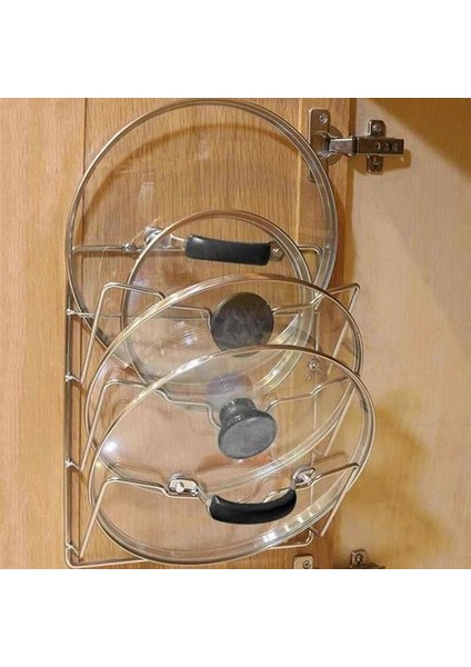Mutfak Aracı 5 Katmanlı Anti Güz Metal Kurutma Tava Pot Raf Kapak Kapak Dinlenme Standı Kaşık Tutucu | Raflar ve sahipler (Gümüş) (Yurt Dışından)