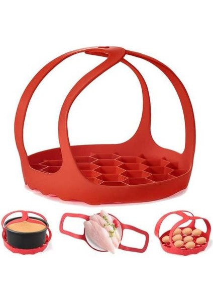 Basınçlı Tencere Kayışı, Silikon Bakeware Kayışı, Anında Pot Için Uygun 8 Litre Antiği Antiği Pişirme Bakanlığı Kaldırma Rafı | (Kırmızı) (Yurt Dışından)