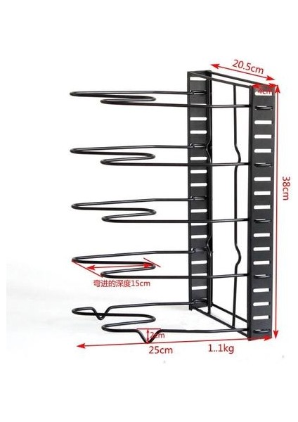 Paslanmaz Çelik Tava Organizatör Tutucu Kesme Tahtası Pan Pot Ayarlanabilir Raf Aksesuarları Mutfak Tencere Depolama Raf 5 Katmanlar | Raflar ve tutucular (Siyah) (Yurt Dışından)