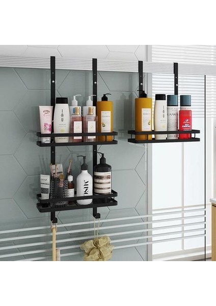 Paslanmaz Çelik Banyo Depolama Raf Duvar Asılı 2 Katmanlı Duş Jel Çerçeve Delik Ücretsiz Kapı Asılı Sepet Banyo Depolama Raf | Banyo Rafları (Yurt Dışından) fırsatları