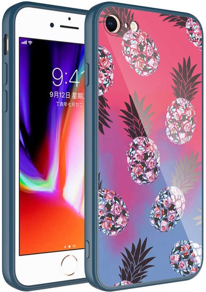 Apple iPhone 12 Pro Kılıf Kamera Korumalı Desenli Arka Yüzey Içi Kadife Sert Silikon Epoksi Kapak No3 Mavi - Kırmızı