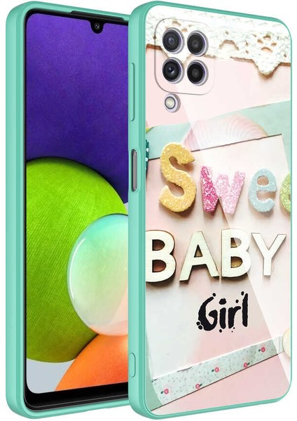 Samsung Galaxy A22 4g / M22 / M32 Uyumlu Kılıf Kamera Korumalı Desenli Arka Yüzey İçi Kadife Sert Silikon Epoksi Kapak NO5