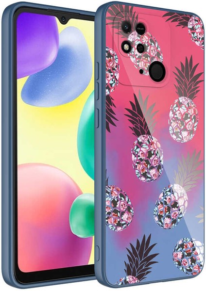 Xiaomi Redmi 10C Kılıf Kamera Korumalı Desenli Arka Yüzey Içi Kadife Sert Silikon Epoksi Kapak No3 Mavi - Kırmızı