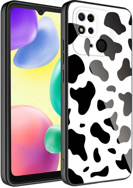 Xiaomi Poco C40 Kılıf Kamera Korumalı Desenli Arka Yüzey İçi Kadife Sert Silikon Epoksi Kapak NO7 Siyah - Beyaz