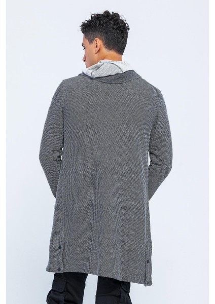 Erkek Kapüşonlu Fermuarlı Cepli Triko Uzun Salaş Spor Hırka modelleri